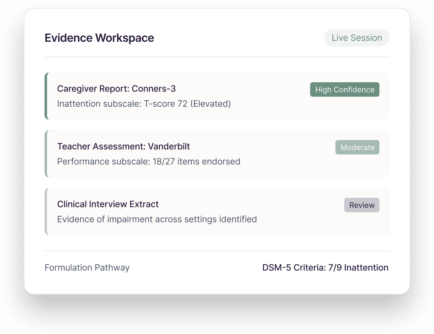 Evidence Workspace preview
